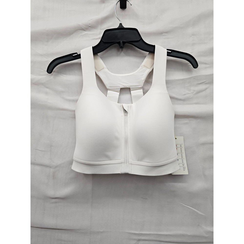 All in Motion High Support Zip Front Sports Bra Cream White 34D PR430M 214057298